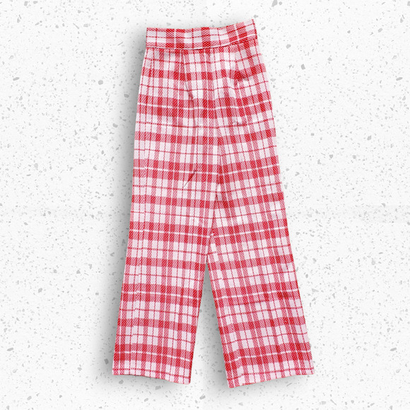 VTG 60s Red and White Polyester Plaid High Waisted Ladies Slacks 26 x 28 Sz 4/5 - Picture 2 of 6